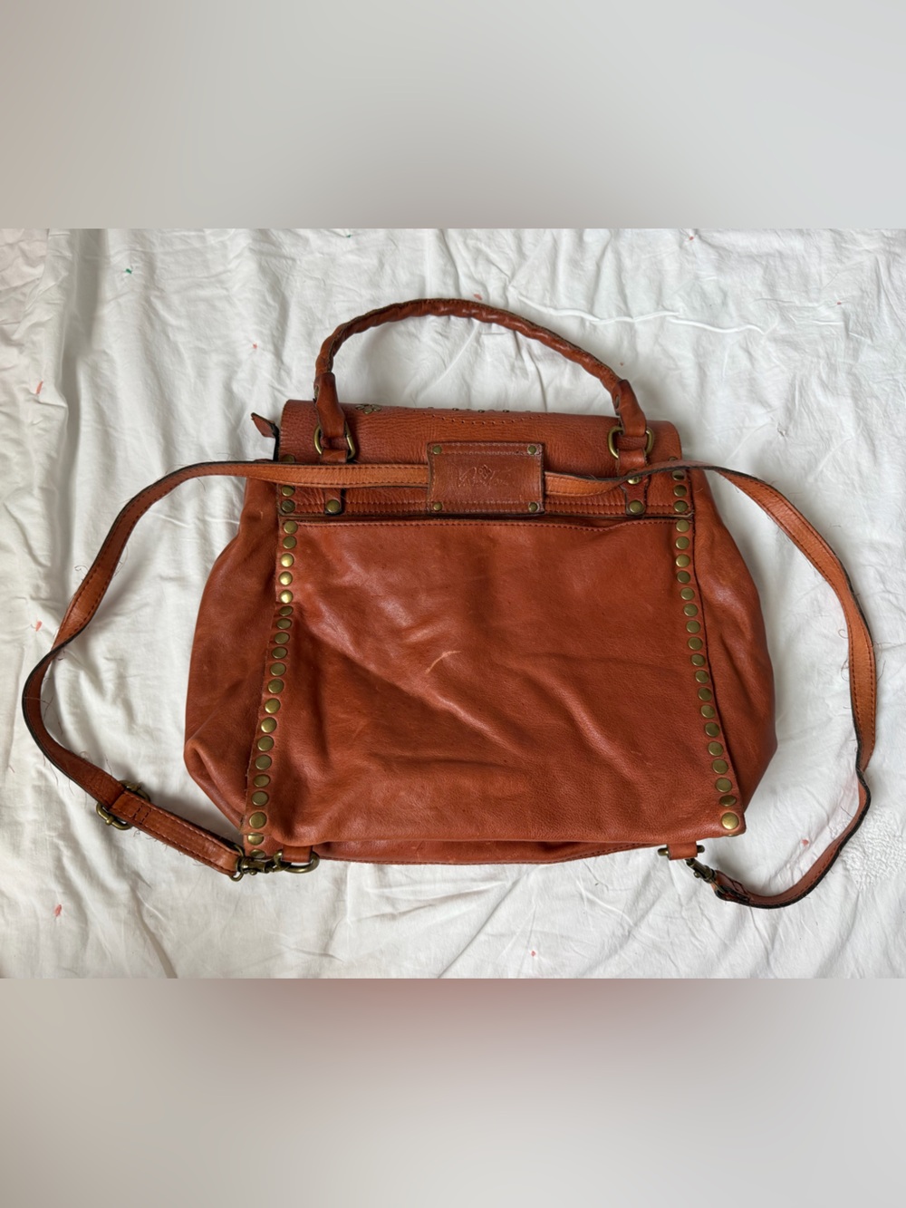 Rust Leather Studded Backpack - Picture 6 of 10